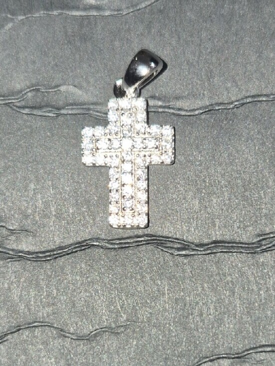Jewelry - Sterling Silver Moissanite Cross Pendant in Silver